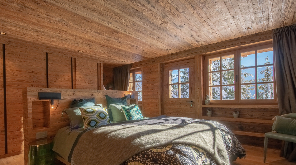 Bedroom in a luxury chalet in Verbier