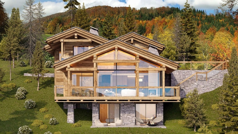 Vue extérieure du chalet en été – Chalet à vendre Cocoon - Verbier