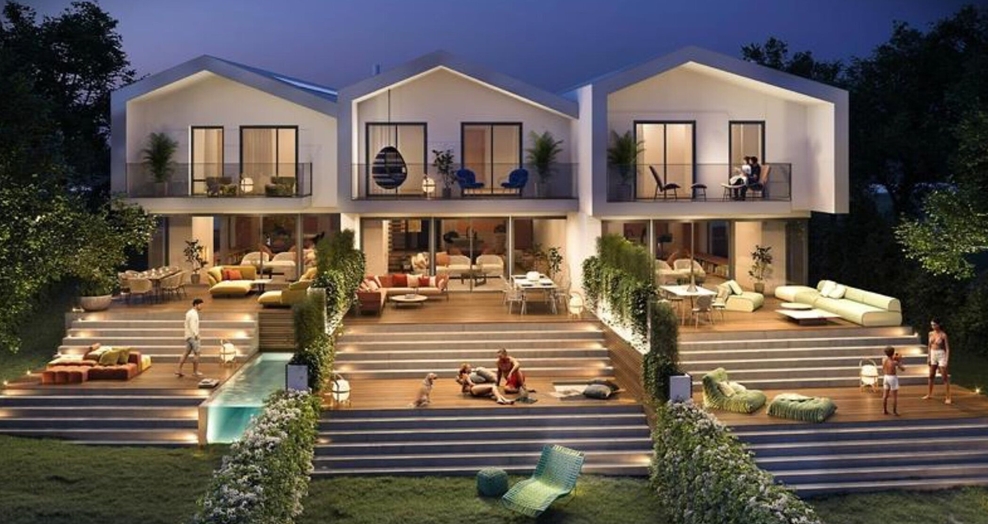 Vue nocturne de la Villa du Milieu à vendre à Vollège
