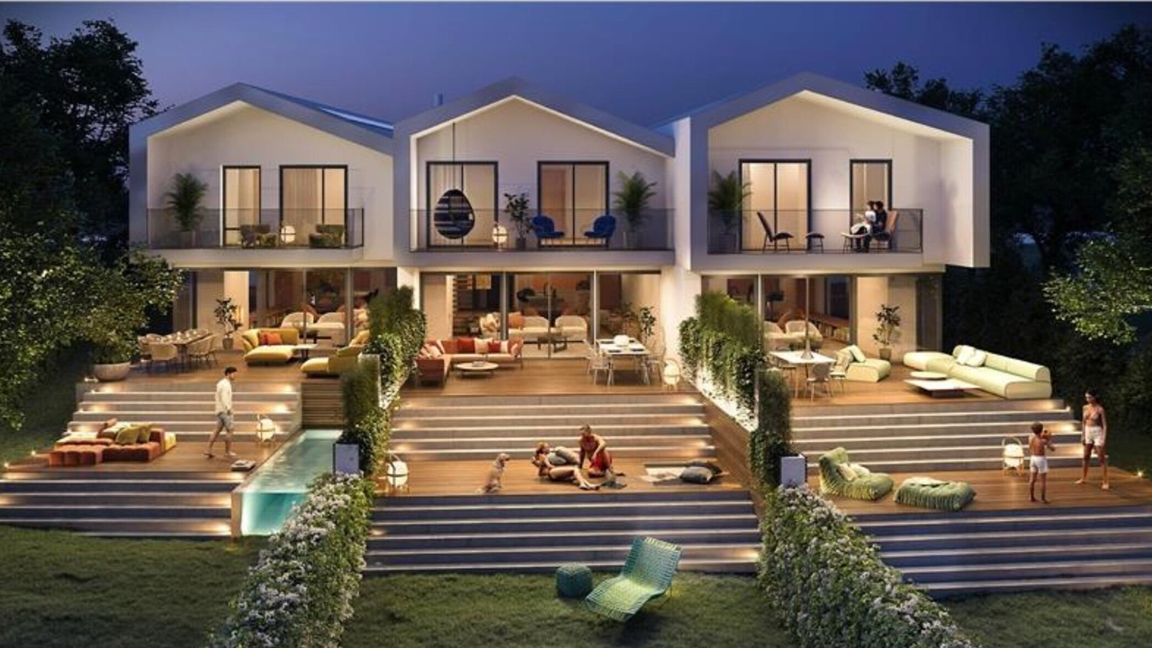 Vue nocturne de la Villa du Milieu à vendre à Vollège