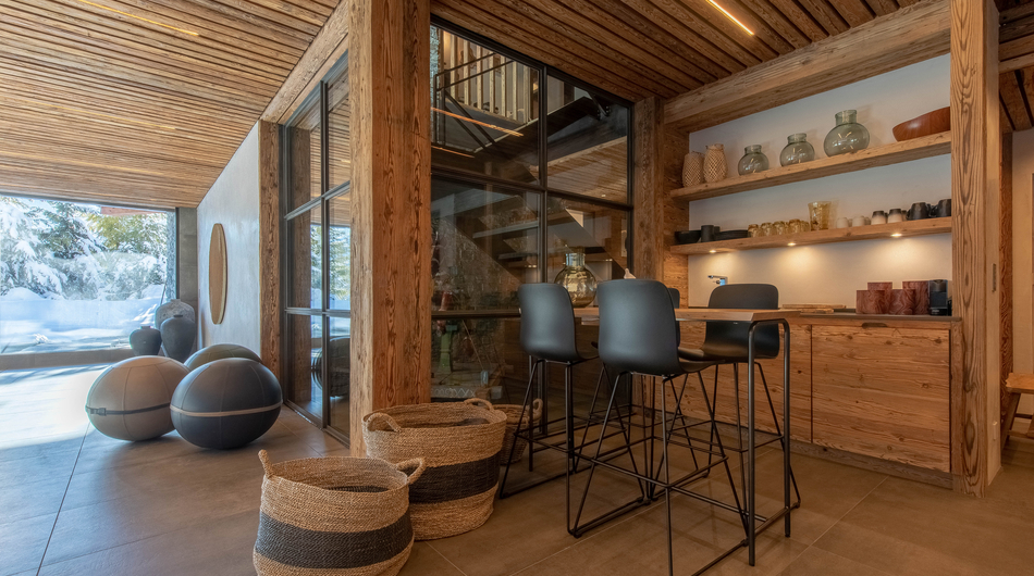 Lounge area in a luxury chalet in Verbier